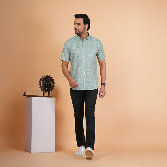 Emerald Stripe Cotton Shirt
