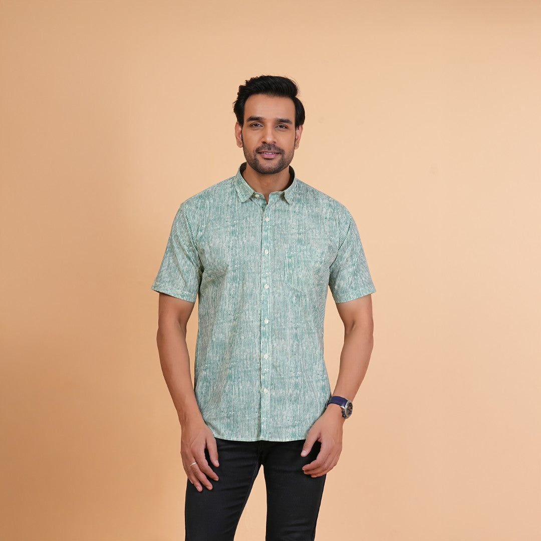 Emerald Stripe Cotton Shirt