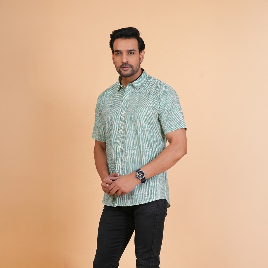 Emerald Stripe Cotton Shirt