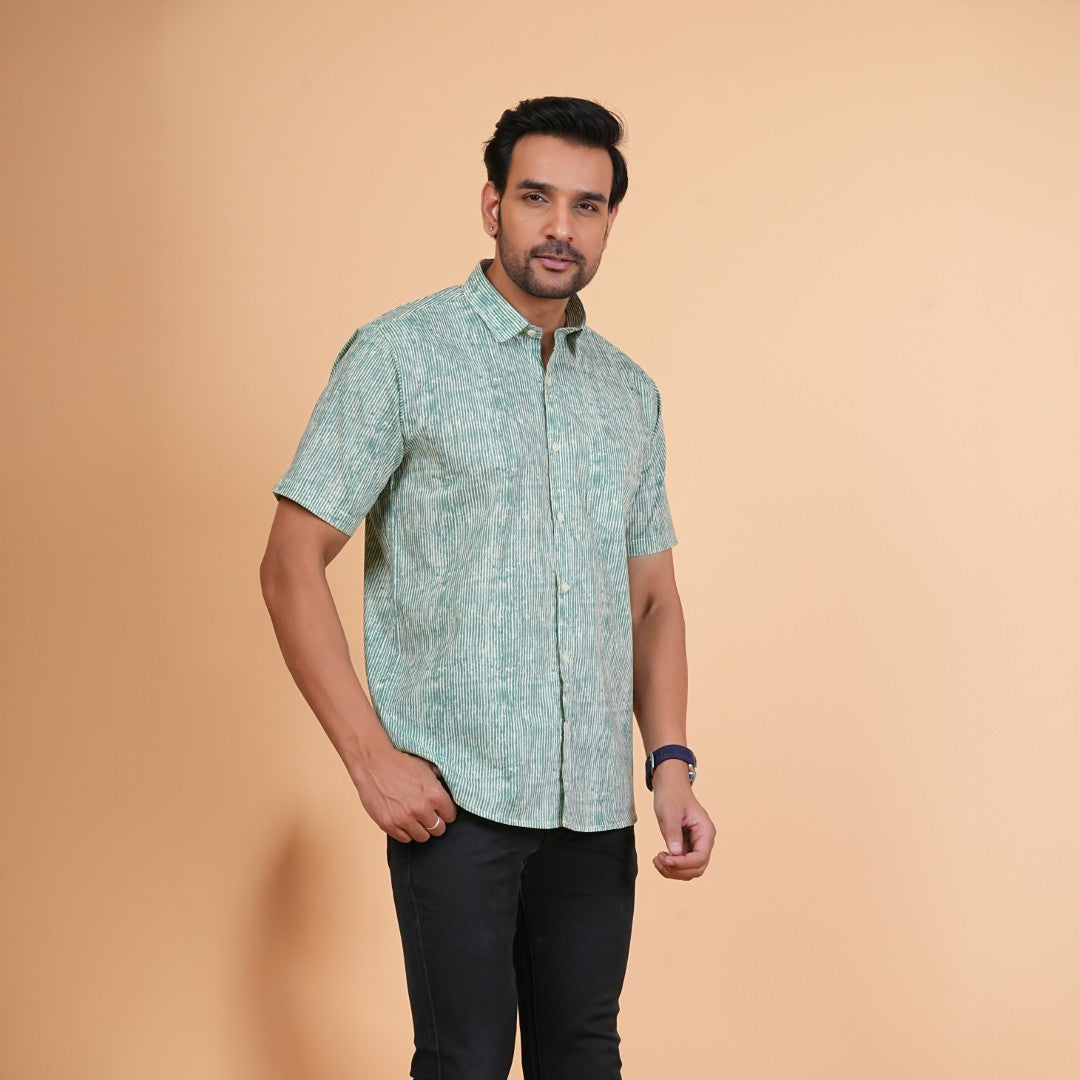 Emerald Stripe Cotton Shirt