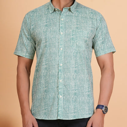 Emerald Stripe Cotton Shirt