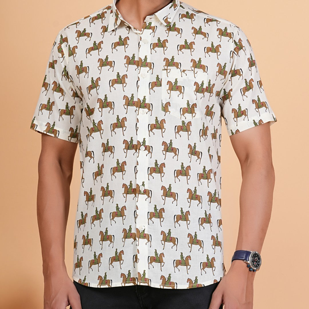 Royal Rider Print Cotton Shirt