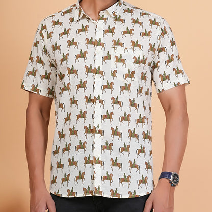 Royal Rider Print Cotton Shirt