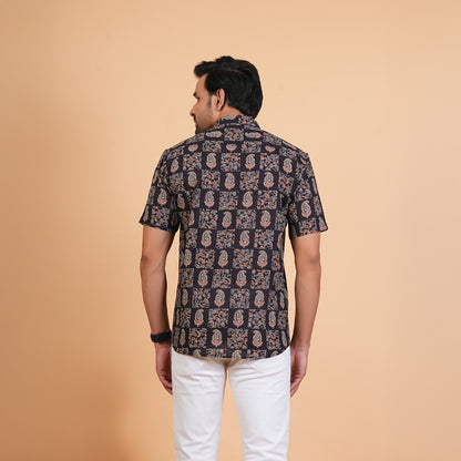 Midnight Paisley Patchwork Cotton Half Sleeves Shirt