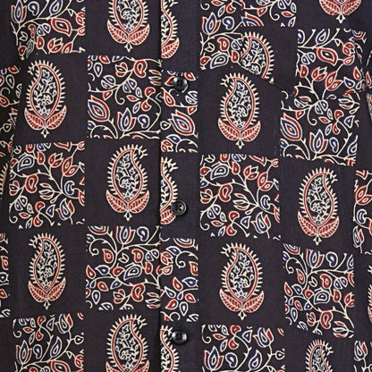 Midnight Paisley Patchwork Cotton Half Sleeves Shirt