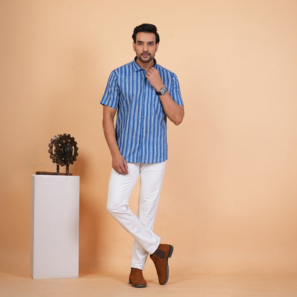 Indigo Stripe Cotton Shirt