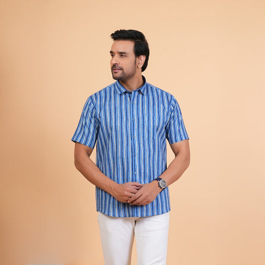 Indigo Stripe Cotton Shirt
