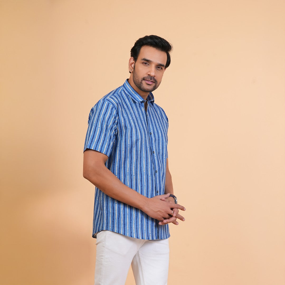 Indigo Stripe Cotton Shirt