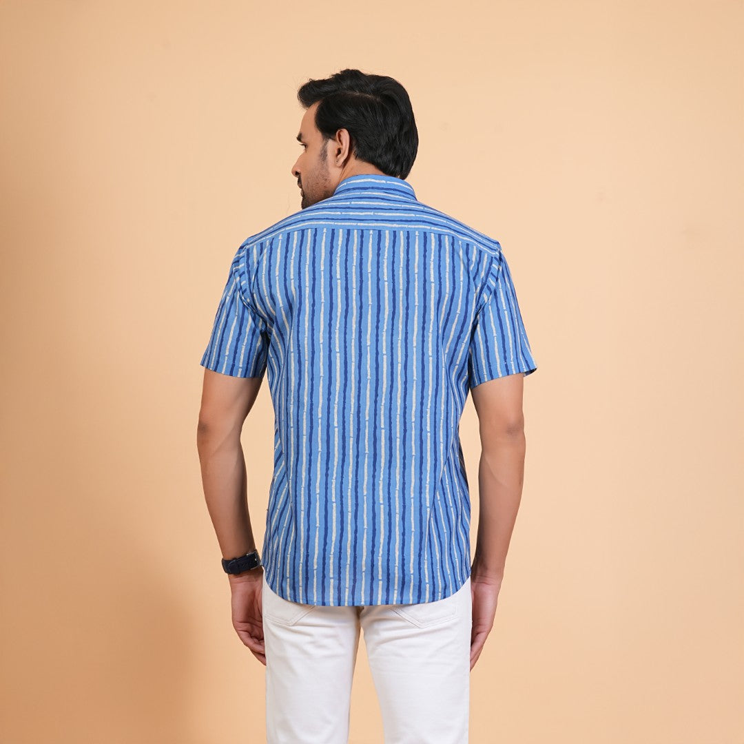 Indigo Stripe Cotton Shirt