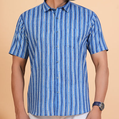 Indigo Stripe Cotton Shirt