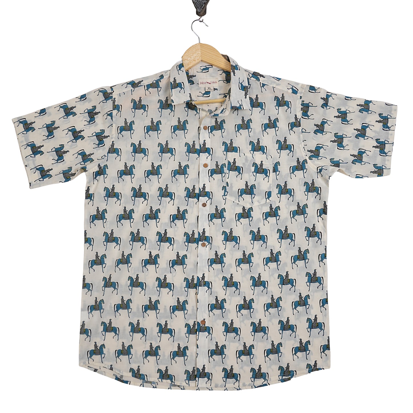 Maharana Pratap Printed Blue Half-Sleeves Shirt