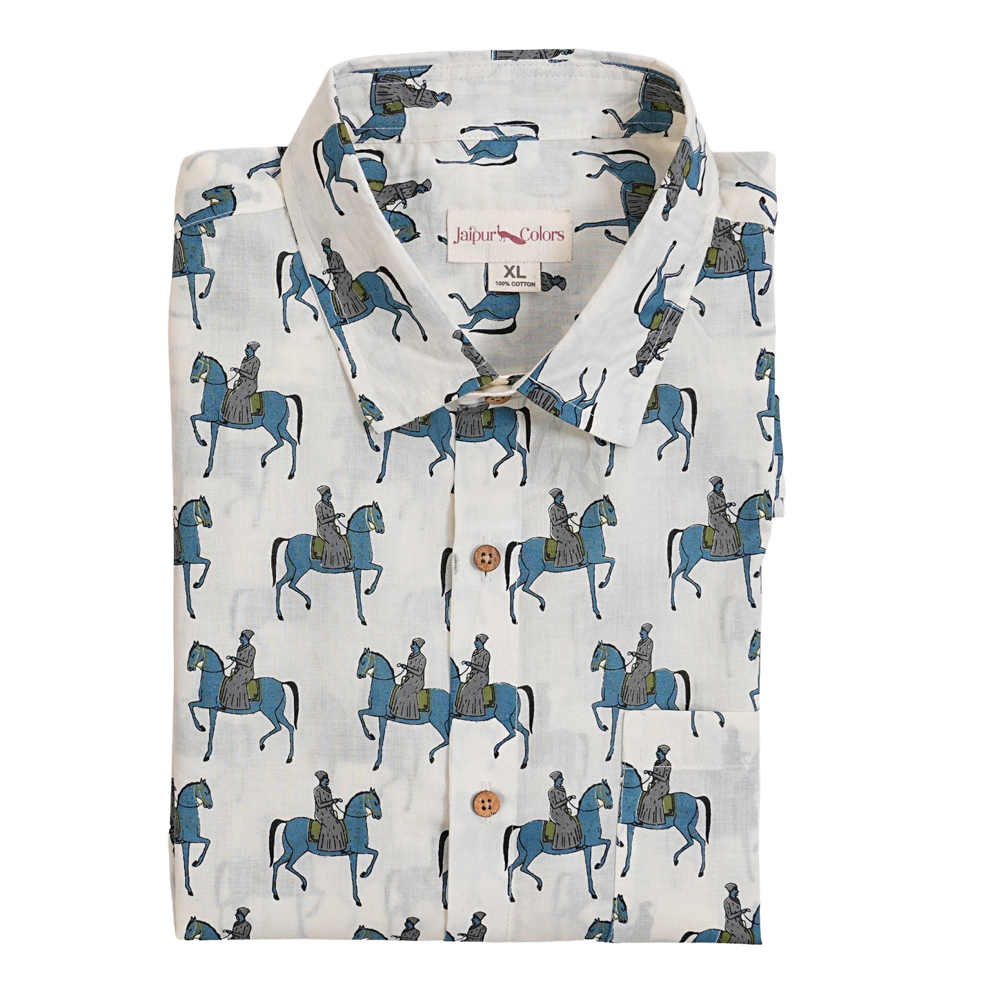 Maharana Pratap Printed Blue Half-Sleeves Shirt