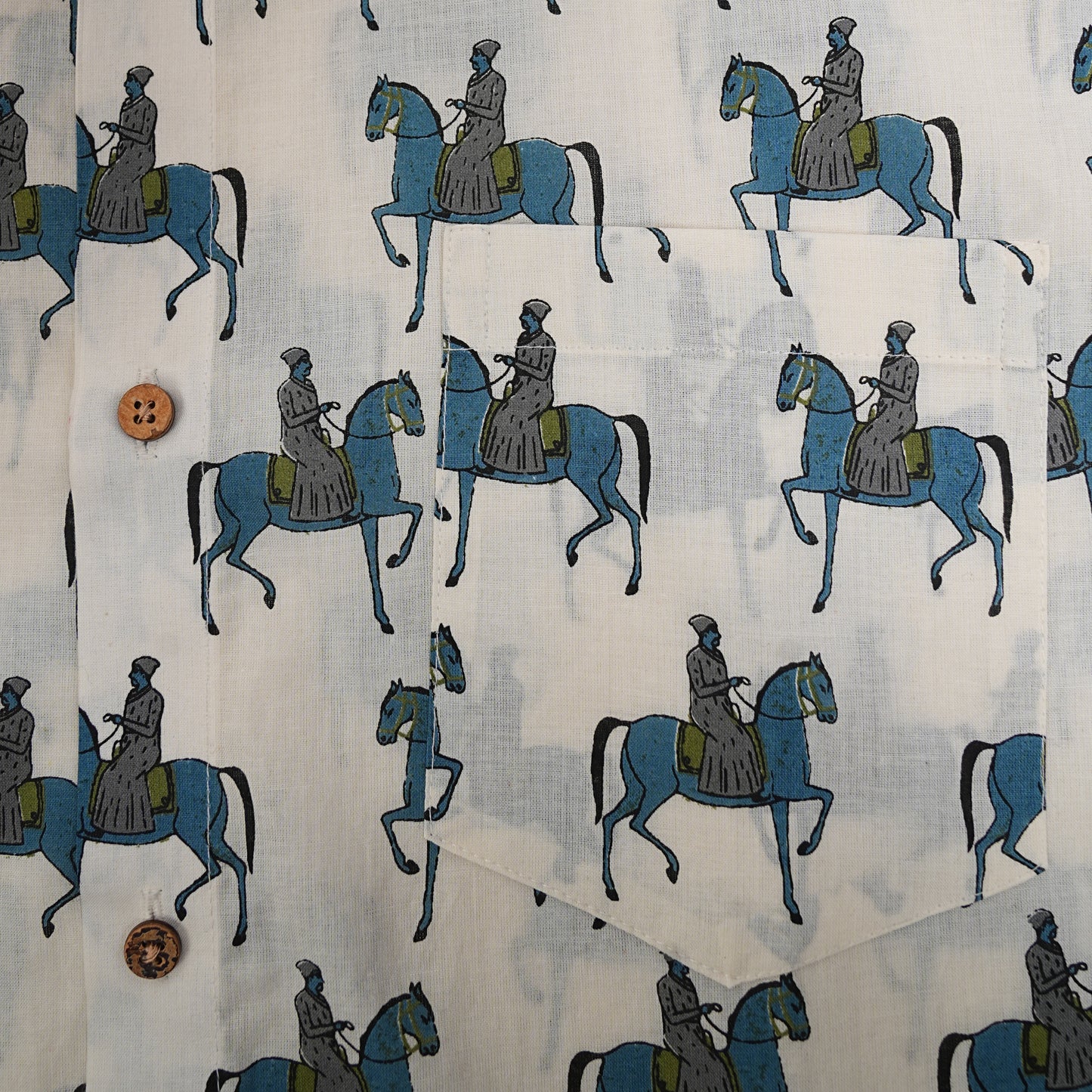 Maharana Pratap Printed Blue Half-Sleeves Shirt