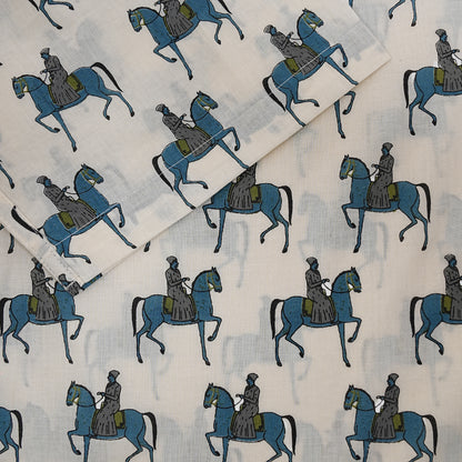 Maharana Pratap Printed Blue Half-Sleeves Shirt
