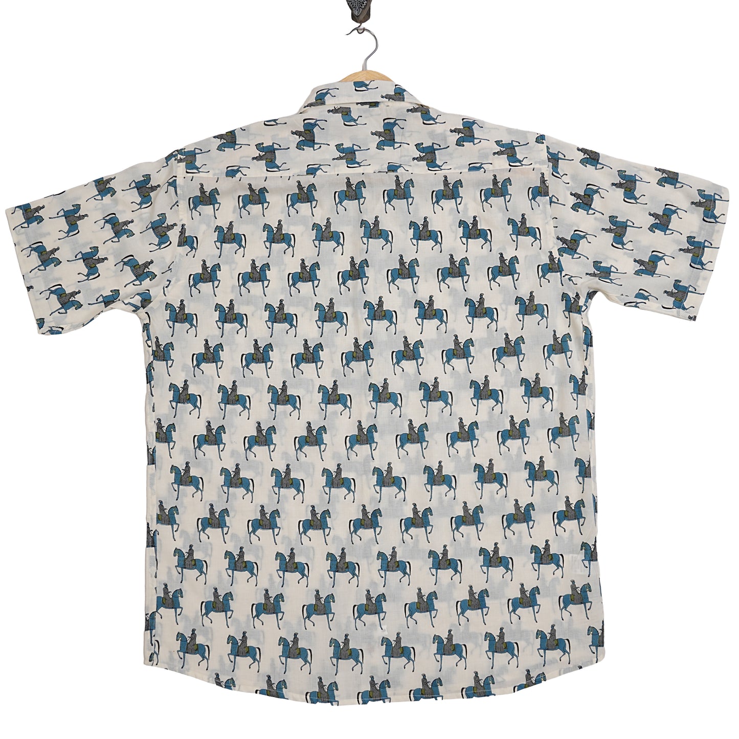 Maharana Pratap Printed Blue Half-Sleeves Shirt