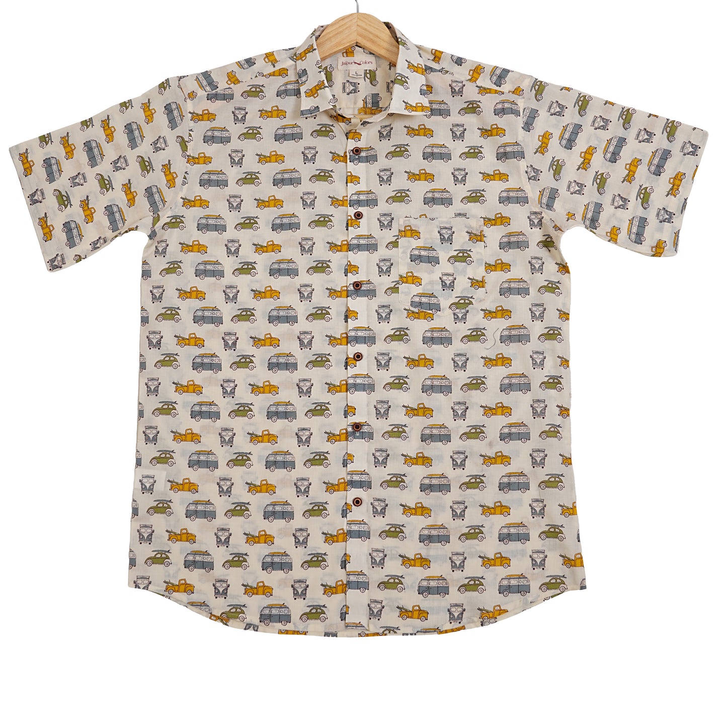 Soft Safari in Printed Cream Half-Sleeves Shirt