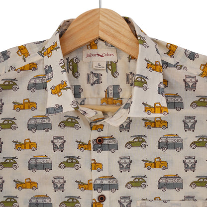 Soft Safari in Printed Cream Half-Sleeves Shirt