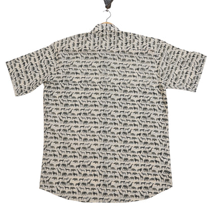Olive Mist with Meadow Herd Half-Sleeves Shirt