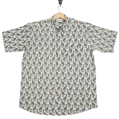 White Base with Long Half-Sleeves Giraffes