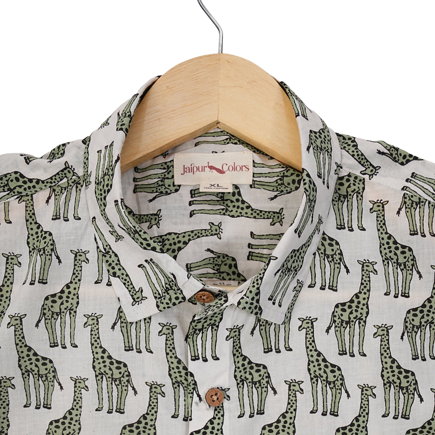 White Base with Long Half-Sleeves Giraffes