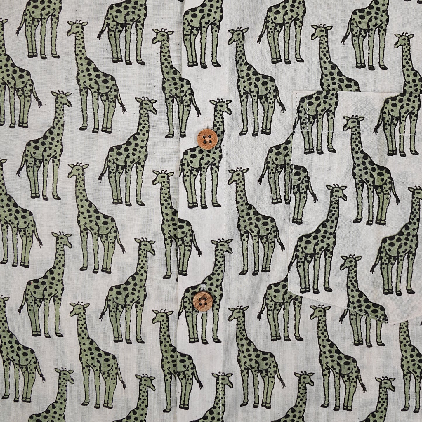 White Base with Long Half-Sleeves Giraffes