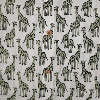 White Base with Long Half-Sleeves Giraffes