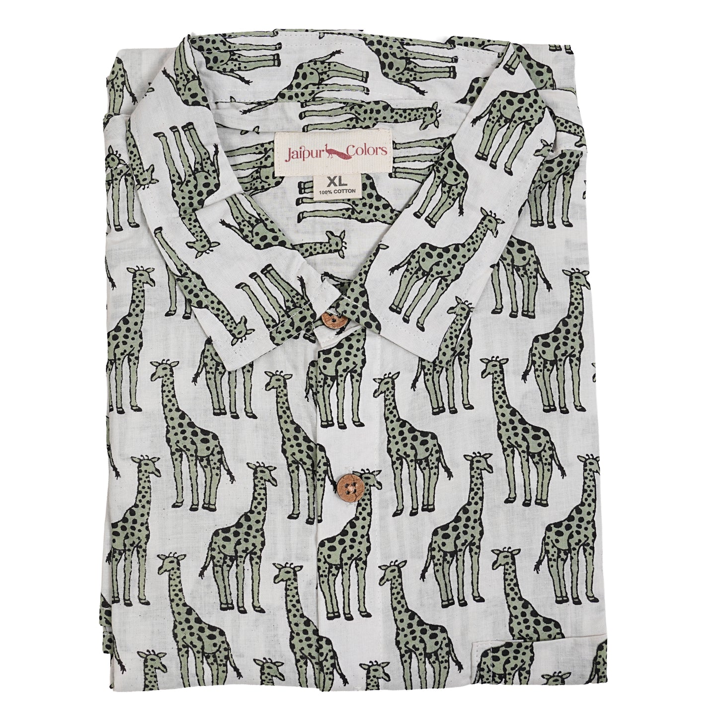White Base with Long Half-Sleeves Giraffes