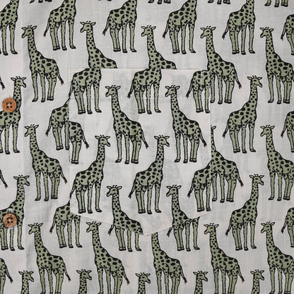 White Base with Long Half-Sleeves Giraffes