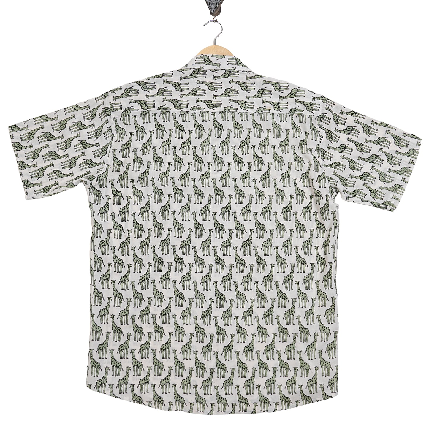 White Base with Long Half-Sleeves Giraffes