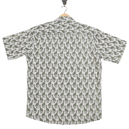 White Base with Long Half-Sleeves Giraffes