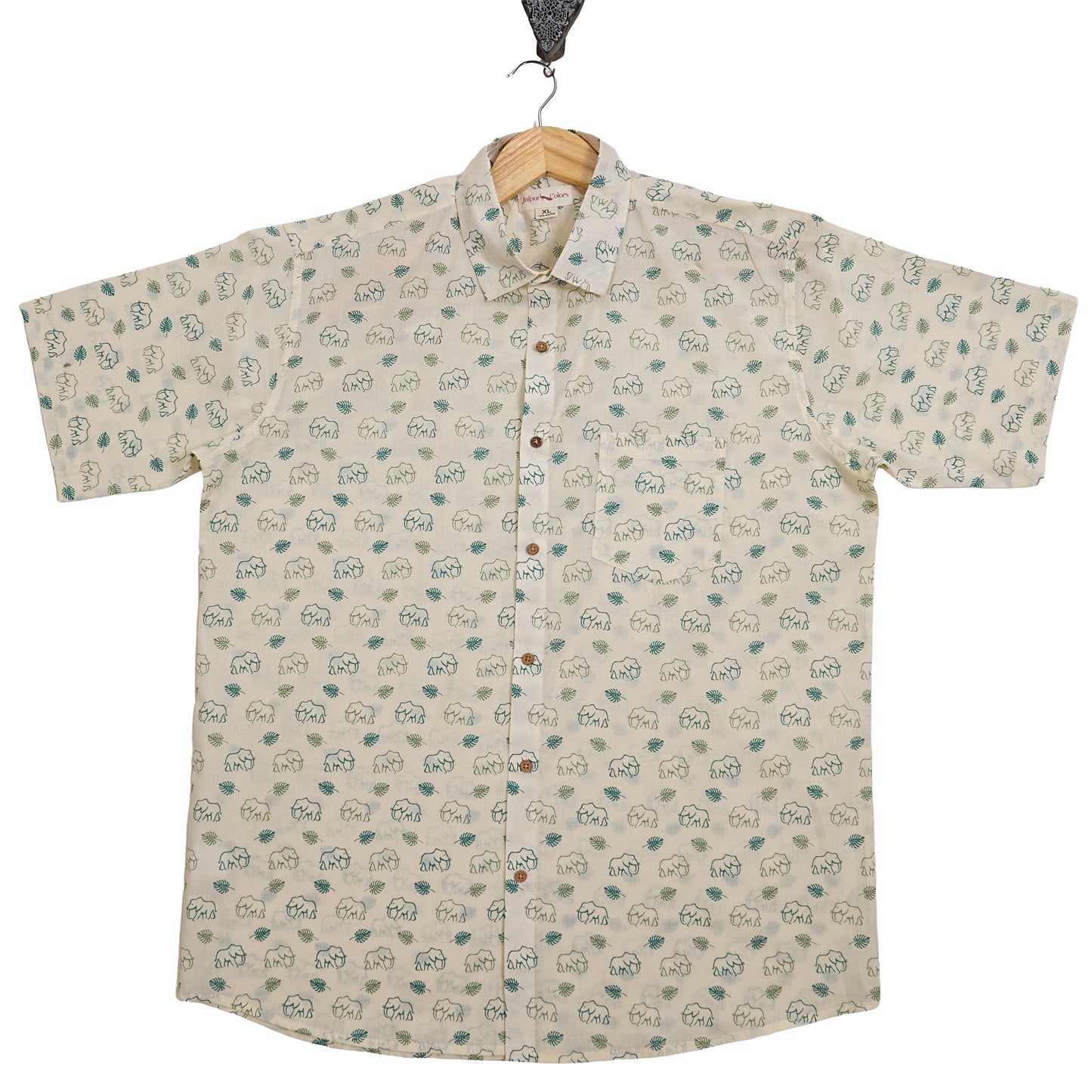 Green Jungle & Elephant Safari Half-Sleeves Shirt