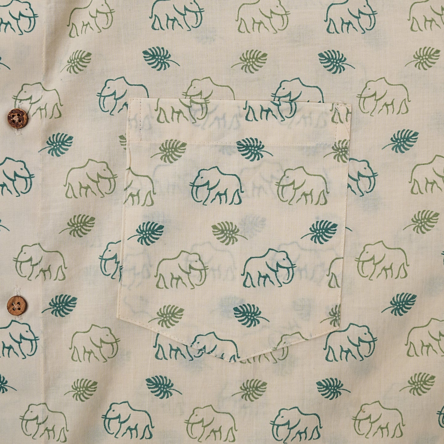Green Jungle & Elephant Safari Half-Sleeves Shirt
