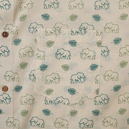 Green Jungle & Elephant Safari Half-Sleeves Shirt