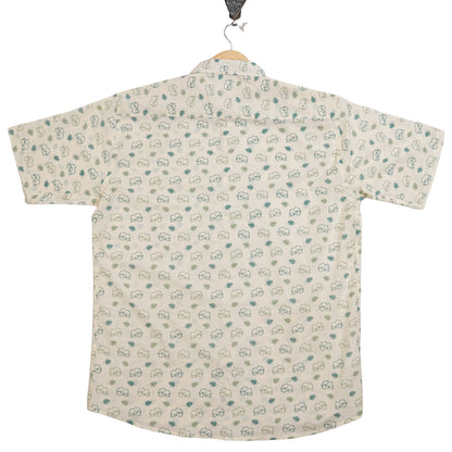 Green Jungle & Elephant Safari Half-Sleeves Shirt