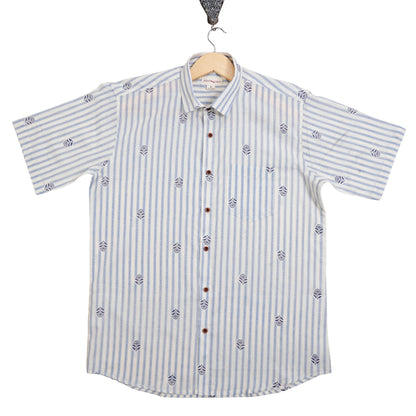 Cloud Blue with Tiny Tokens Half-Sleeves Shirt