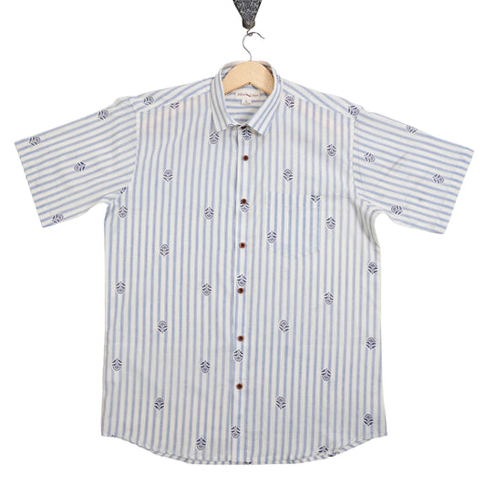 Cloud Blue with Tiny Tokens Half-Sleeves Shirt