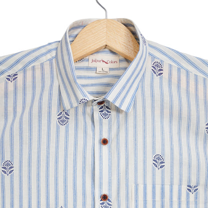 Cloud Blue with Tiny Tokens Half-Sleeves Shirt
