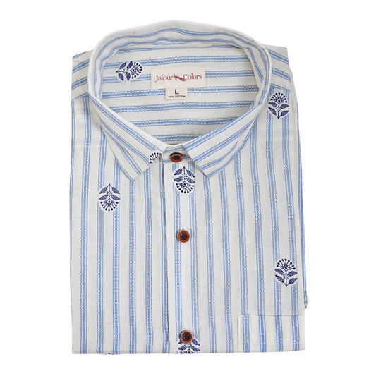 Cloud Blue with Tiny Tokens Half-Sleeves Shirt
