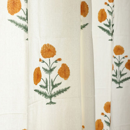 Marigold Handblock Cotton Curtain | 1 PC