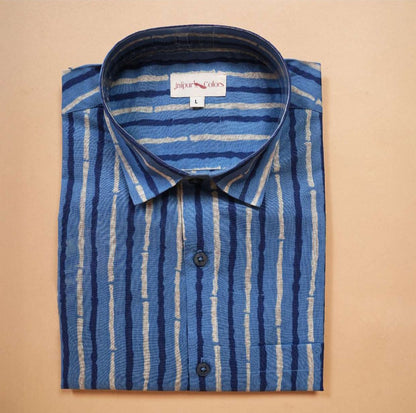 Indigo Stripe Cotton Shirt