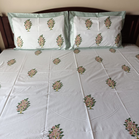 Olive Green Percale Cotton Bedsheet – 300 TC