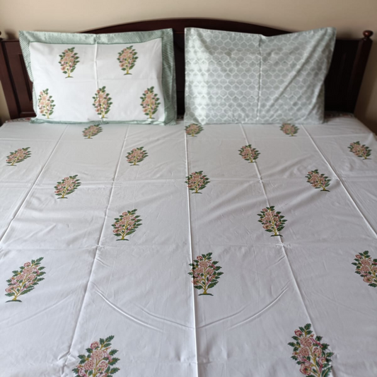 Olive Green Percale Cotton Bedsheet – 300 TC