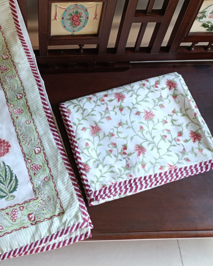 Indian Handloom Pink Floral Design Reversible Dohar