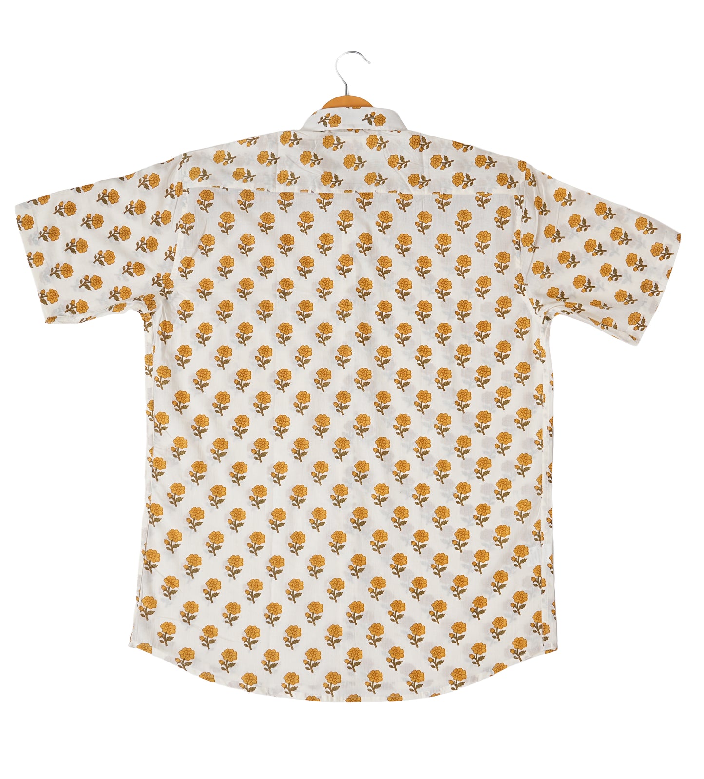 Sunshine on Fabric - White with Mustard Floral Design Shirt