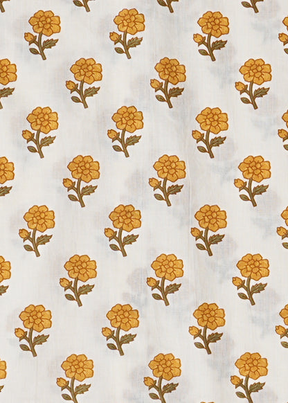 Sunshine on Fabric - White with Mustard Floral Design Shirt
